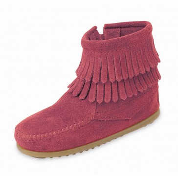 Minnetonka - Children's Double Fringe Side Zip Boot Hot Pink