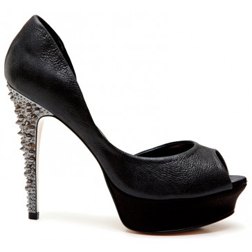 Spiked heel peep toe - Black