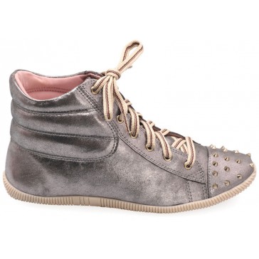 Lead Metallic Leather High Top Sneaker 