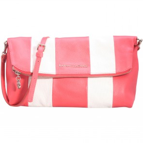 Striped Fold Over Clutch - Coral
