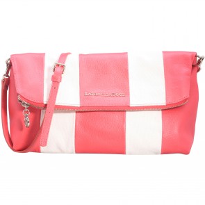 Striped Fold Over Clutch - Coral