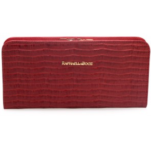 Croco Embossed Leather Oversized Purse - Red