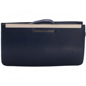 Milano Leather Clutch Navy with Metal Detail 