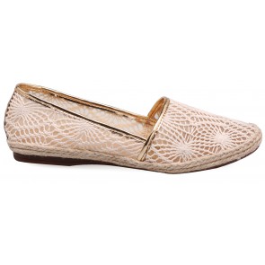 Crochet Slipper with Gold Leather Trim