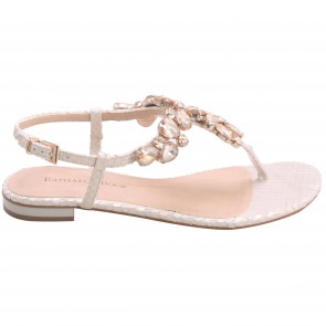 Natural Snake Leather Sandal with Champagne Jewel Trim