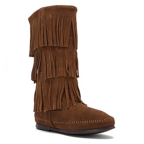 Minnetonka - Women's Triple Fringe Calf High Boot Dusty Brown