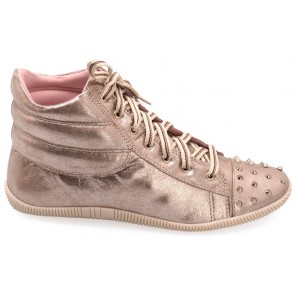 Rose Gold Leather High Top Sneaker 