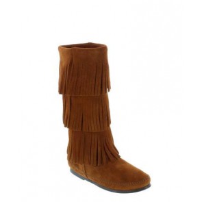 Minnetonka - Women's Triple Fringe Calf High Boot Brown