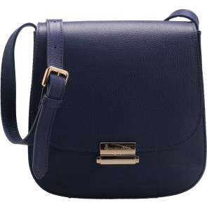 Navy Milano Leather Shoulder Bag