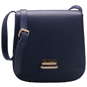 Navy Blue Milano Leather Shoulder Bag