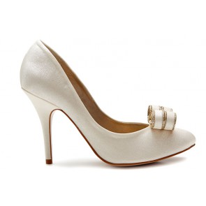 Curly bow court shoe - Ivory