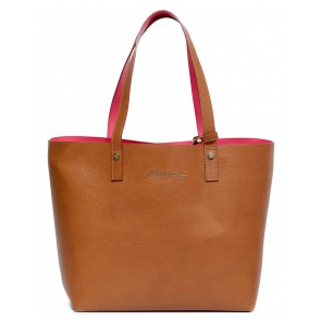 Camel Milano Leather Shopper with alternative pink strap lining 