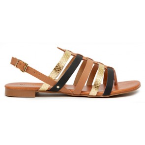 Soft Leather Strappy Sandal - Gold