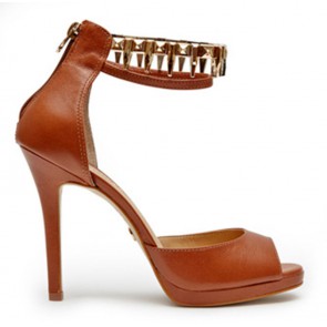 Metal Strap High Heel - Camel