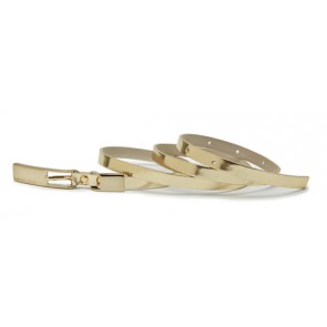 Skinny Patent Belt - Gold (Medium)