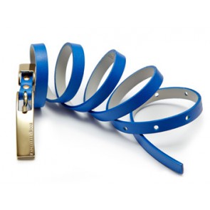 Skinny Patent Belt - Blue (Medium)