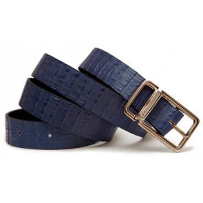 Croco Leather Belt Deep Blue (M-L)