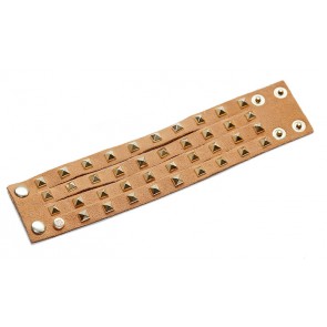 Kid Suede Studded Wrist Cuff - Biscuit