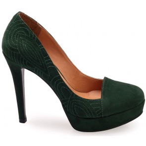 Nubuk Heel with Stitching - Emerald Green
